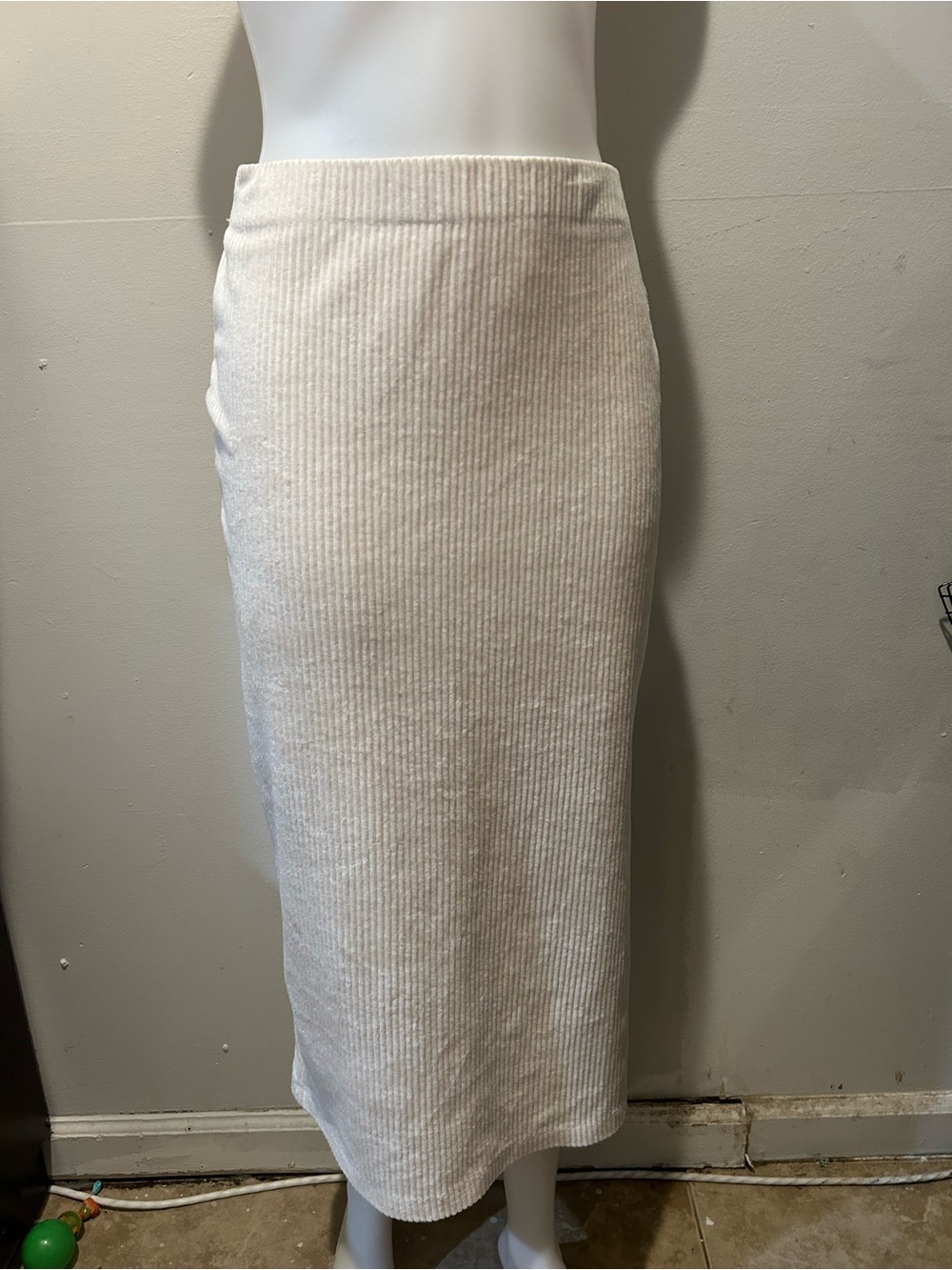 Free People Cream Ribbed Midi Skirt